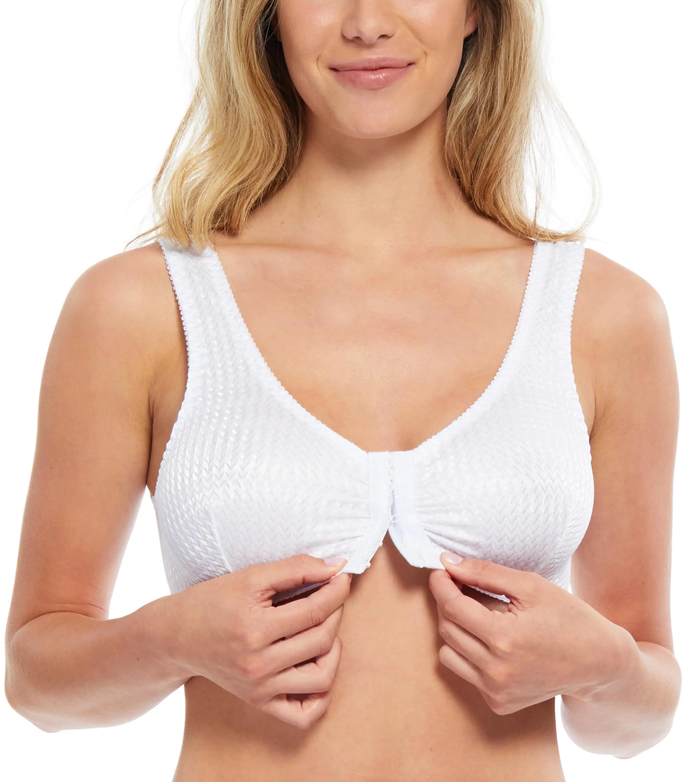 Soutien-gorge confort à fermeture frontale Carole Martin pour femme, sans armatures, taille 42, blanc