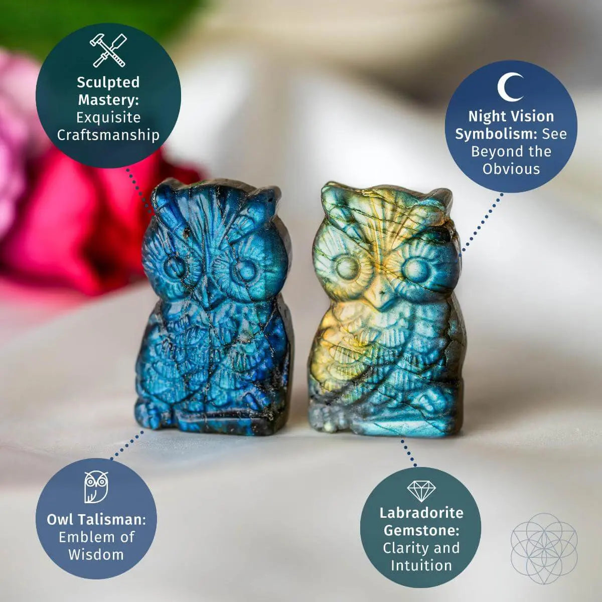 Token of Wisdom - Labradorite Owl Talisman Conscious Items