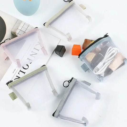 Transparent Mesh Mini Cosmetic Bag Makeup Case Lipstick Storage Bag Portable Key Earphone Data Line Organizer Card Holder Pouch Ultimate Bag Store