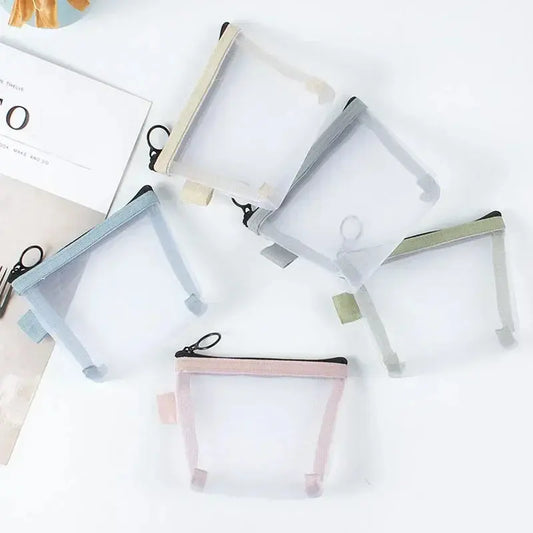 Transparent Mesh Mini Cosmetic Bag Makeup Case Lipstick Storage Bag Portable Key Earphone Data Line Organizer Card Holder Pouch Ultimate Bag Store