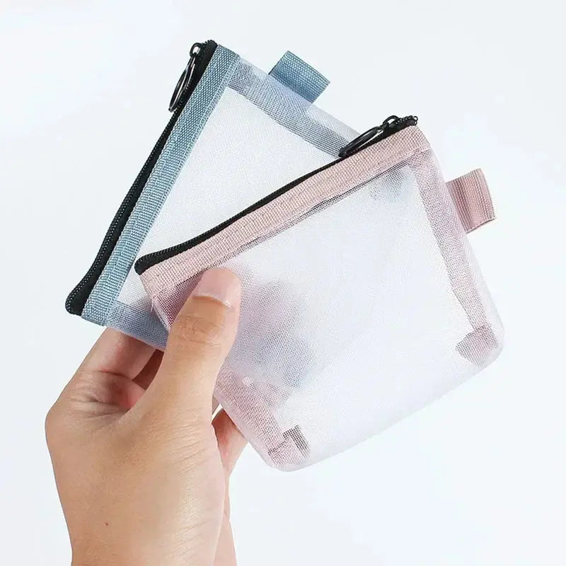 Transparent Mesh Mini Cosmetic Bag Makeup Case Lipstick Storage Bag Portable Key Earphone Data Line Organizer Card Holder Pouch Ultimate Bag Store