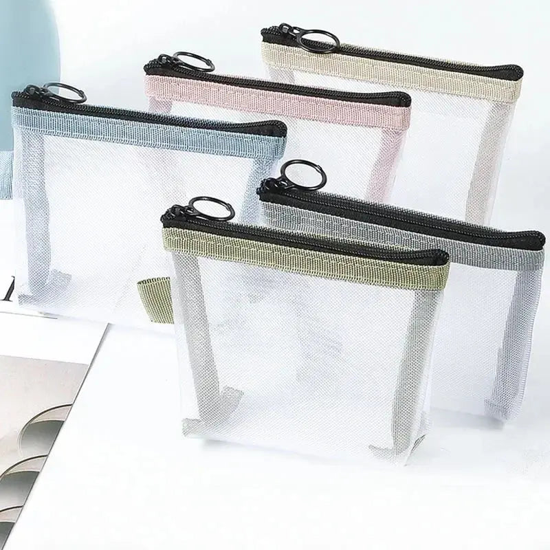 Transparent Mesh Mini Cosmetic Bag Makeup Case Lipstick Storage Bag Portable Key Earphone Data Line Organizer Card Holder Pouch Ultimate Bag Store