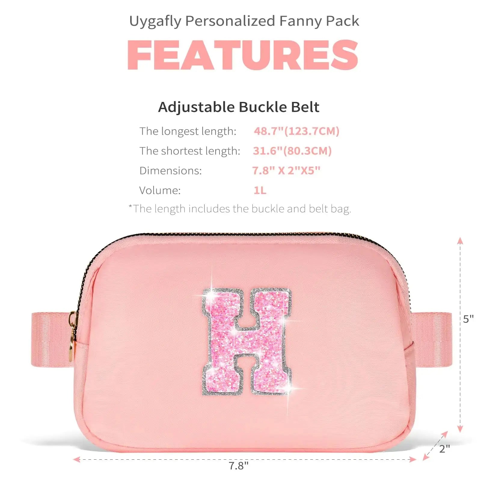Trendy Monogrammed Crossbody & Waist Bag – Peach, Initial H - Vivareflex Online