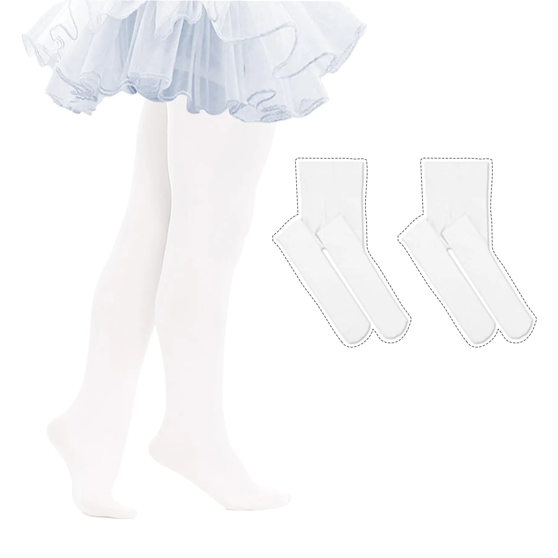 Medias de ballet para niñas, medias de baile ultra suaves, medias elásticas con pies para niñas pequeñas, medias cálidas de 1 a 3 años, 02, blanco, paquete de 2 