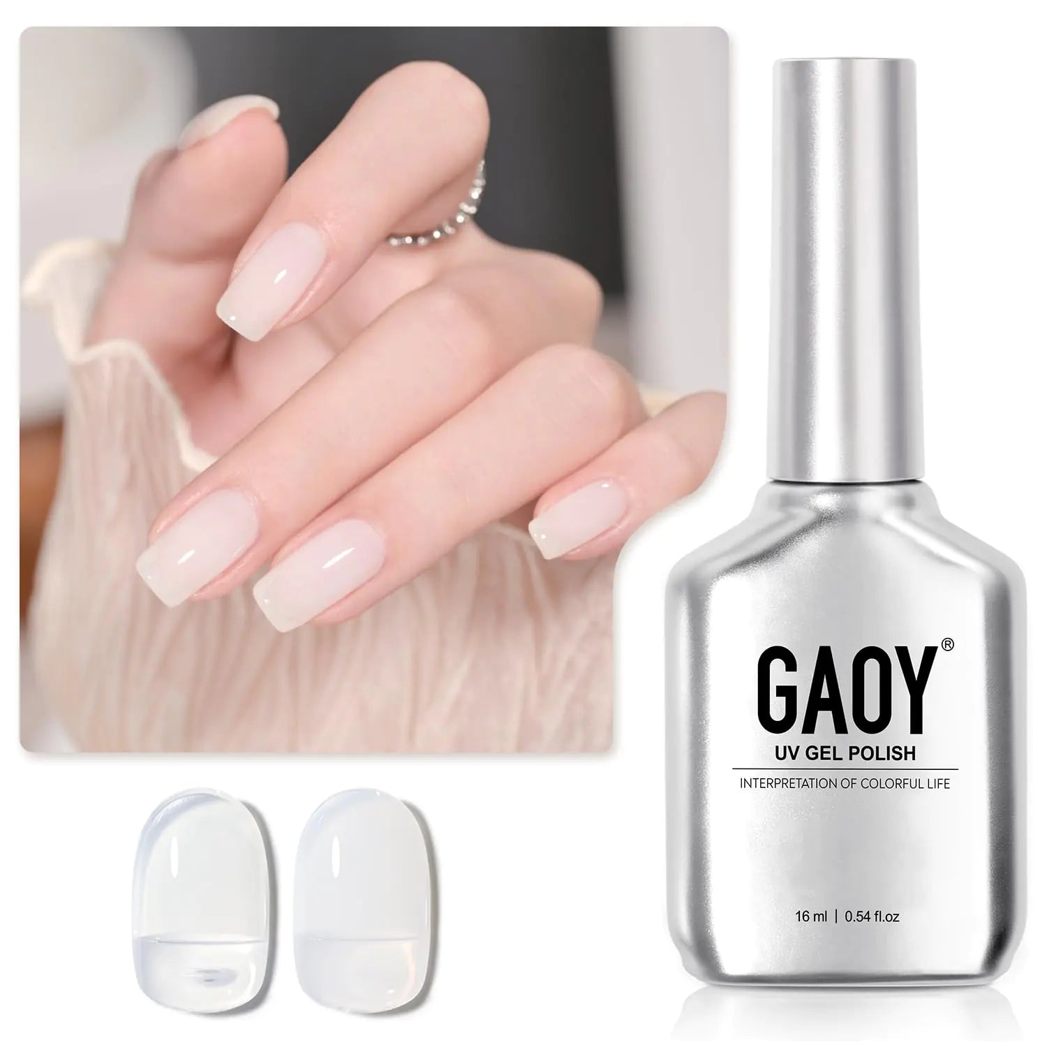 Esmalte de uñas en gel GAOY Jelly, esmalte en gel translúcido blanco transparente de 16 ml, secado con luz ultravioleta para manicura casera, 1439 blanco cremoso 