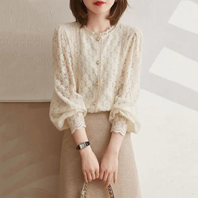 Elegant Pearl Lace Blouses Vivareflex Online