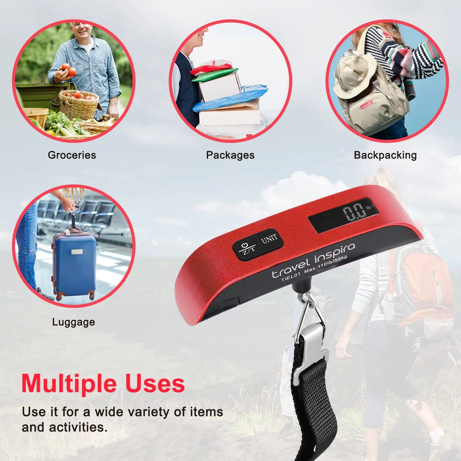 Travel inspira Luggage Scale, Portable Digital Hanging Baggage Scale for Travel - Vivareflex Online