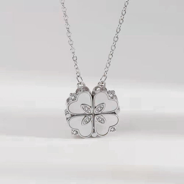 Unique Heart-Shaped Four-Leaf Clover Necklace_Vivareflex_Online