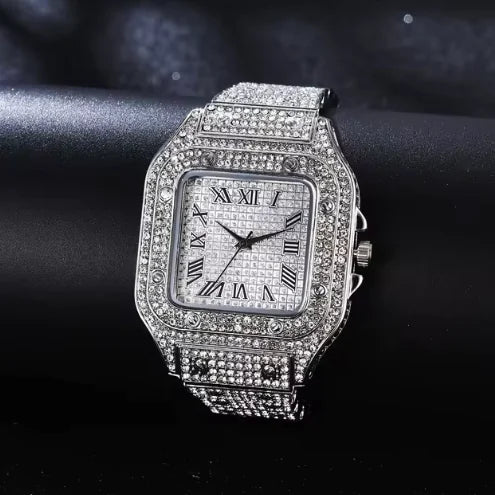 Unisex Iced Moissanite Bust Down Watch - Vivareflex