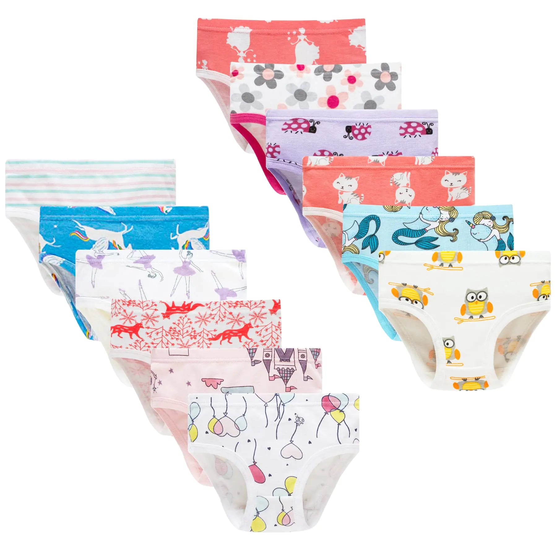 Barara King Little Girls' Soft Cotton Underwear Toddler Undies Kids panties 3 12 Pack