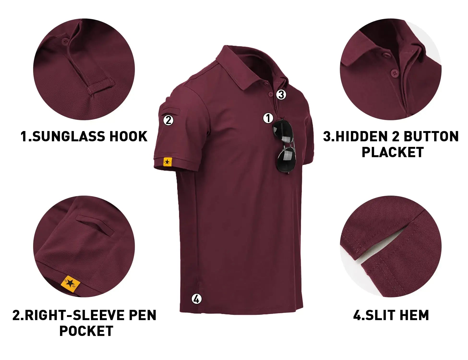 V VALANCH Mens Polo Shirts Short Sleeve Moisture Wicking Golf Polo Athletic Collared Shirt Tennis T-Shirt Tops 5X-Large A-wine Red - Vivareflex Online