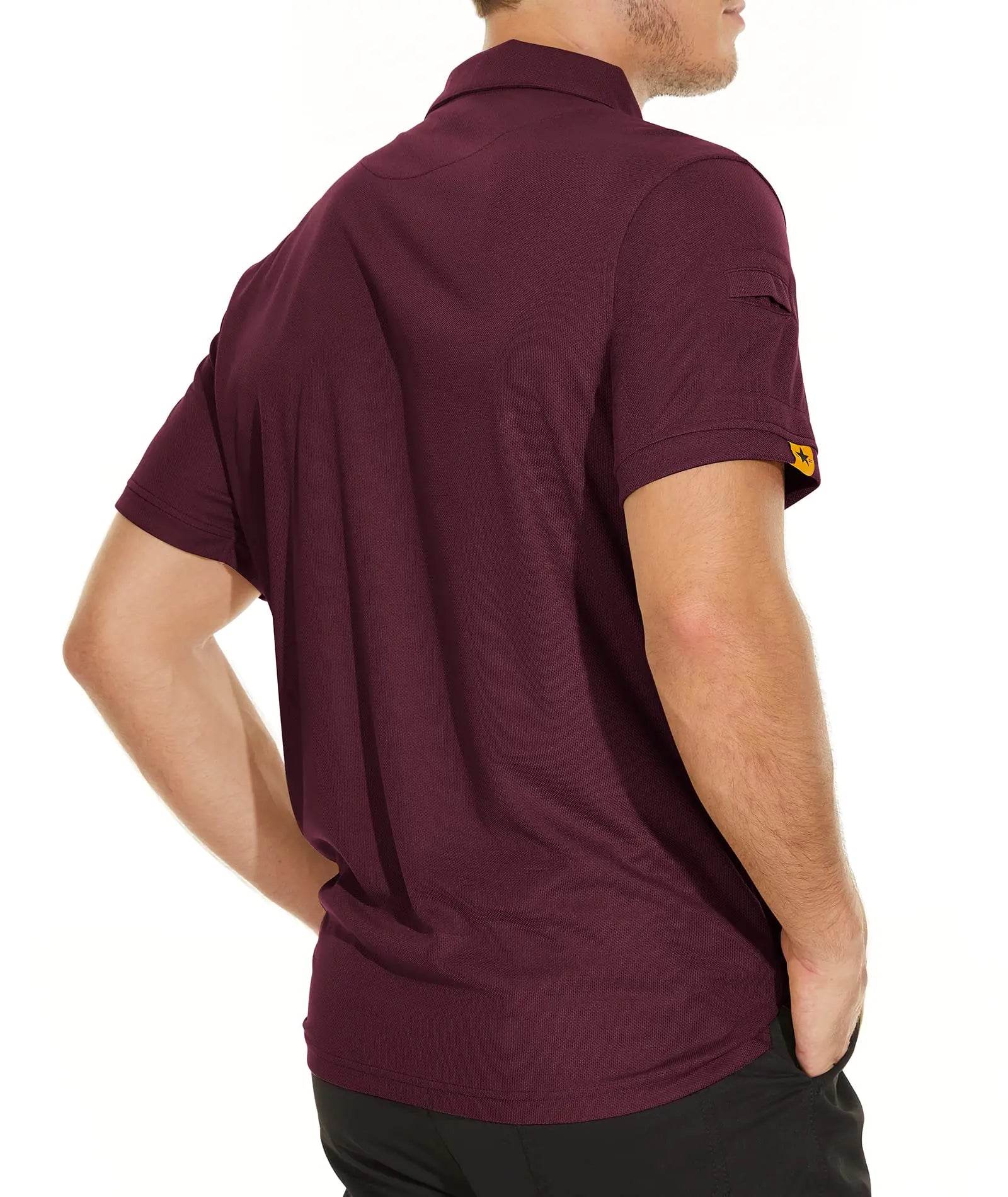 V VALANCH Polos pour hommes à manches courtes évacuant l'humidité Polo de golf Chemise à col athlétique T-shirt de tennis Hauts 5X-Large A-wine Red