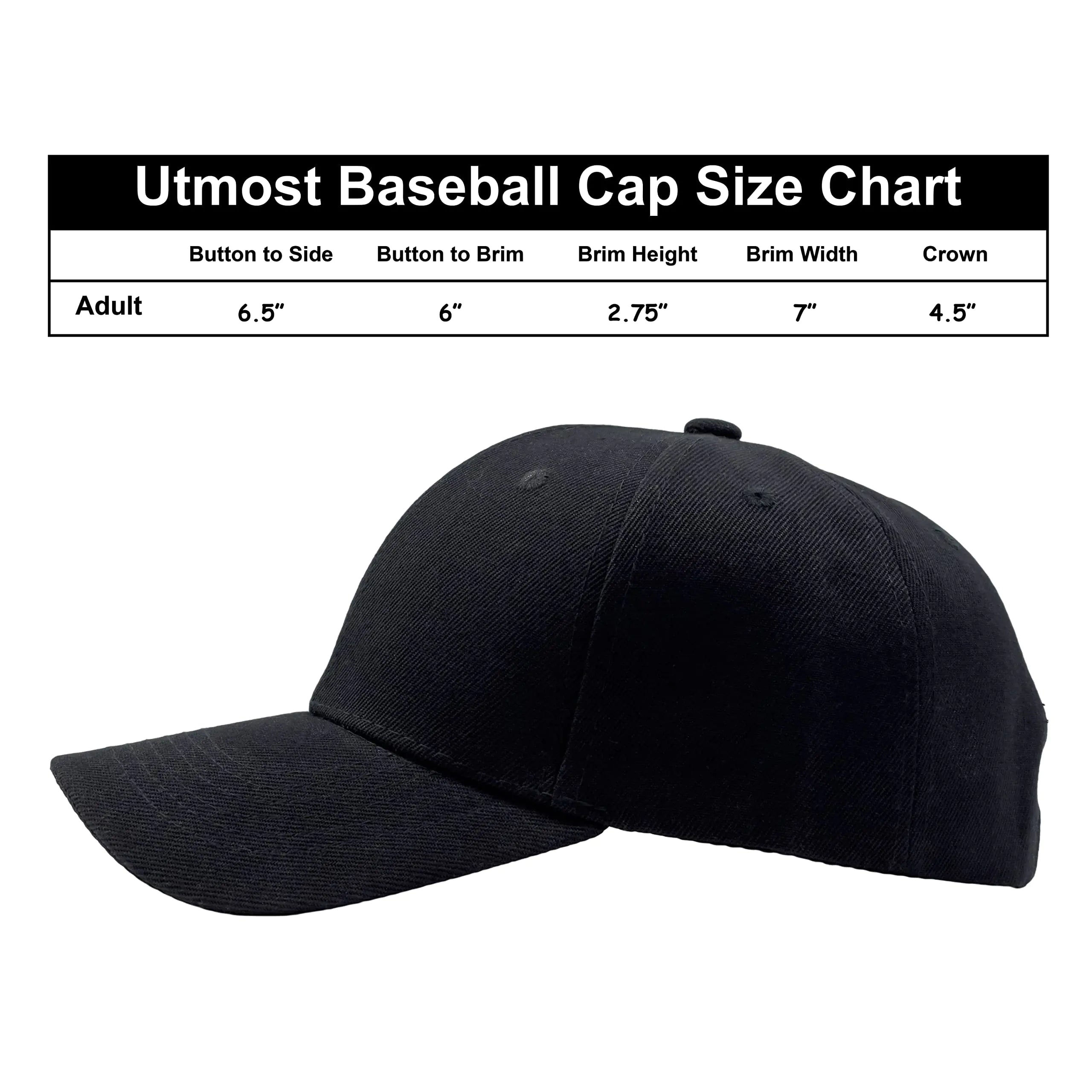 Casquette de baseball structurée avec fermeture réglable - Chapeau de performance pour activités de plein air et broderie personnalisée 1 pièce Noir