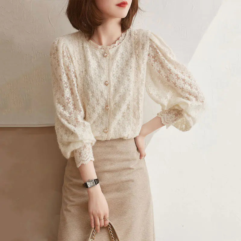 Elegant Pearl Lace Blouses Vivareflex Online