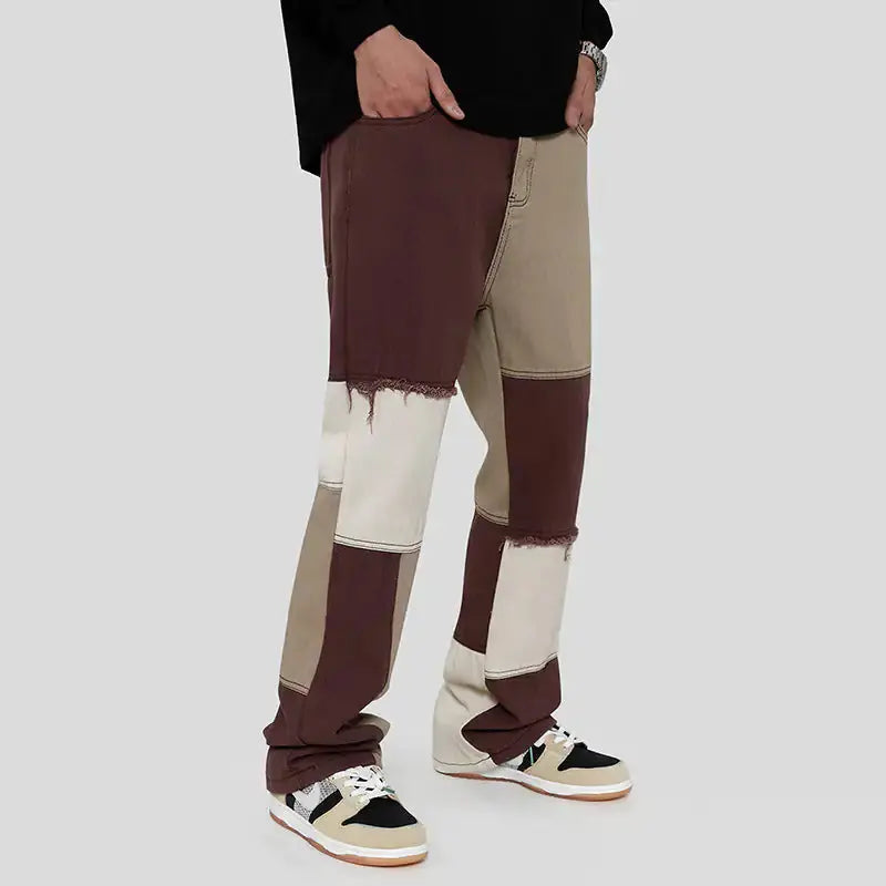 Vintage Colorblock Street Jeans for Men Vivareflex Online