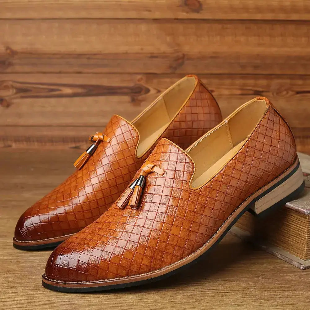 Vintage Patterned Vegan Leather Loafers for Men Vivareflex Online
