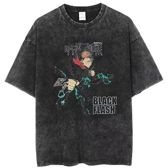 Vintage Washed Tshirts for Men Digital Printing Anime Graphic Vivareflex Online