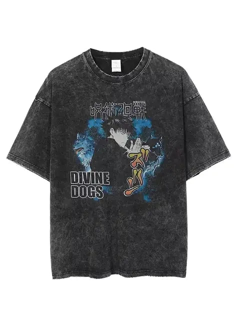 Vintage Washed Tshirts for Men Digital Printing Anime Graphic Vivareflex Online