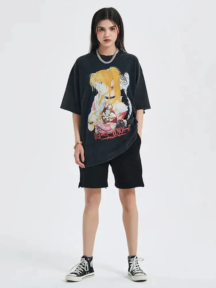 Vintage Washed Tshirts for Men Digital Printing Anime Graphic Vivareflex Online