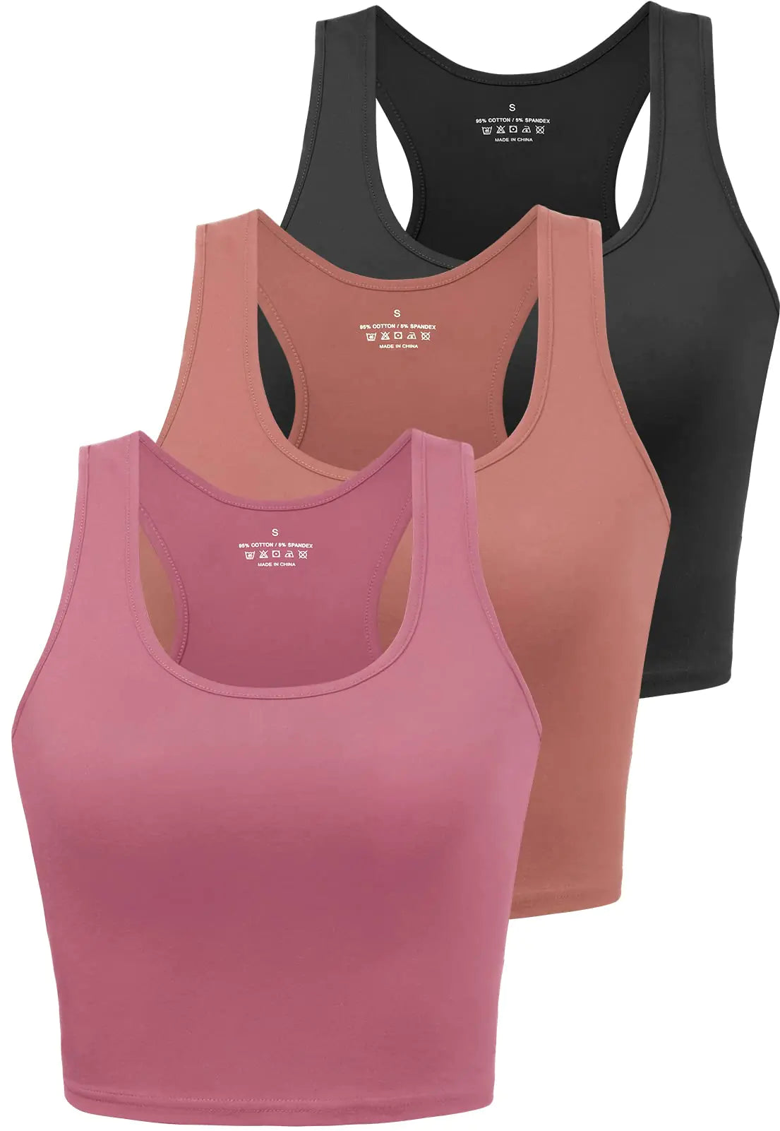 Camisetas sin mangas deportivas para mujer, camisetas cortas para entrenamiento, camisetas sin mangas con espalda cruzada para correr, yoga, camisetas de algodón sin mangas para gimnasio, paquete de 3, negro, rojo y rosa, talla XL 