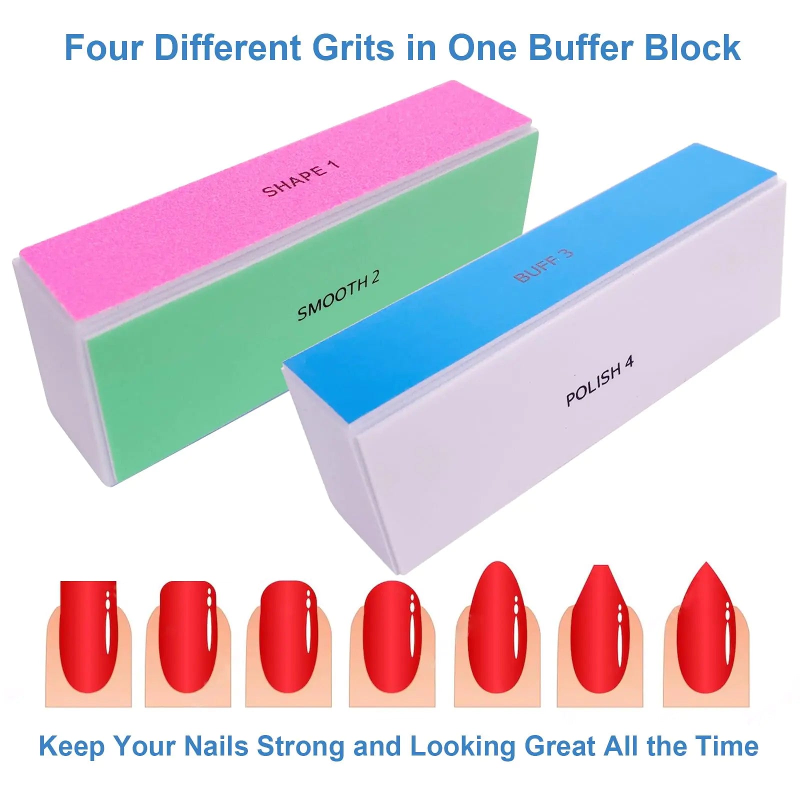 4 Way Nail Buffer Block (6 Pcs) – Nail Shine Buffers for Natural & Acrylic Nails, Smoother Buffing & Polishing Tool - Vivareflex Online