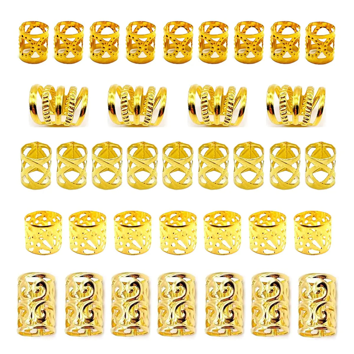 Lot de 100 accessoires pour cheveux en or pour tresses, accessoires pour dreadlocks pour femmes et filles, manchettes réglables, anneaux de tressage pour cheveux, décoration K-Gold