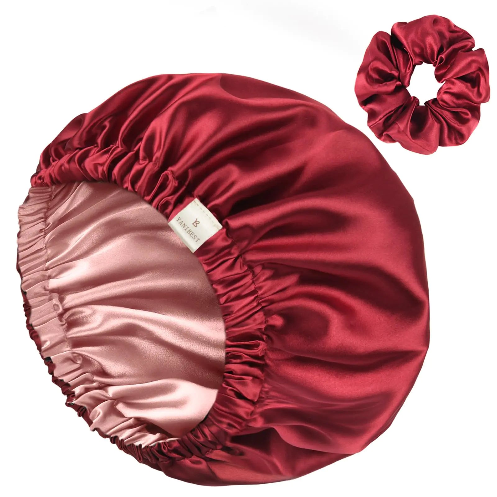 YANIBEST Bonnet en Satin Bonnet en Soie Bonnet Réglable pour Cheveux pour Dormir Bonnets pour Cheveux pour Femmes Cheveux Naturels Bouclés Taille Unique Marron