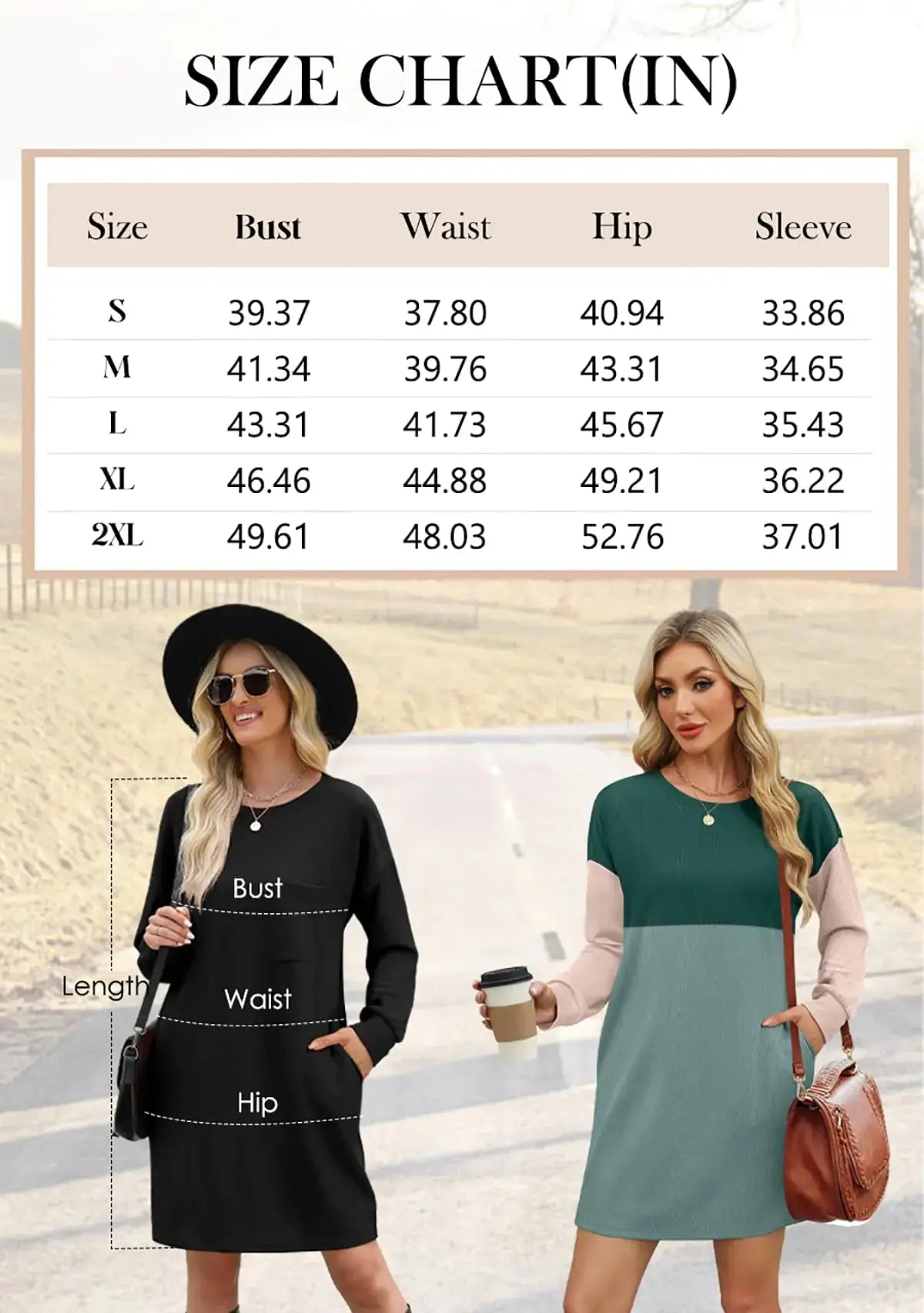 WIHOLL Women's Long Sleeve Loose-Fit Mini Dress with Pockets – Fall 2024 Fashion - Vivareflex Online