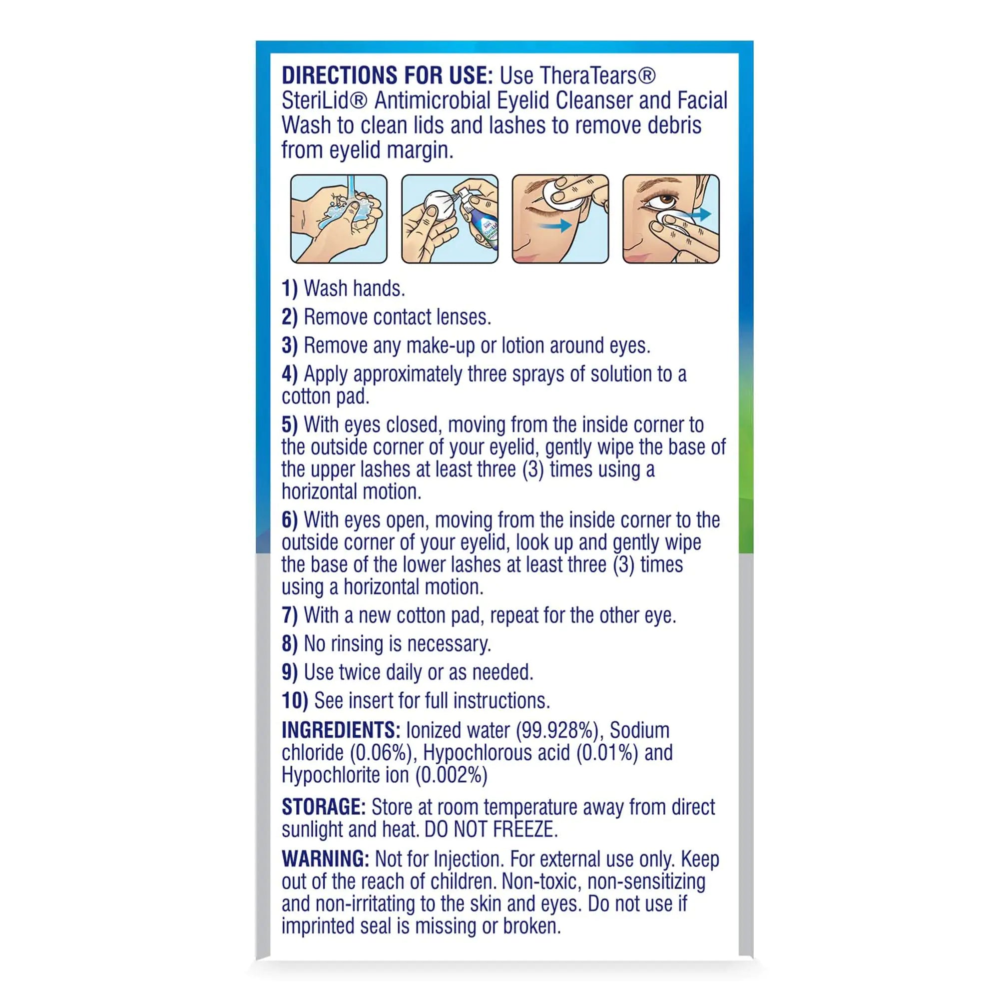 Limpiador de párpados y gel limpiador facial TheraTears SteriLid, para ojos irritados, aerosol de 2 onzas líquidas Limpiador de 2 onzas 