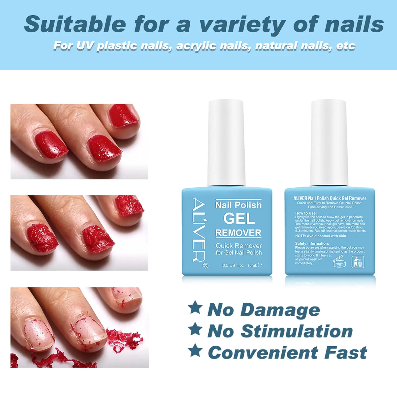 Dissolvant pour vernis à ongles en gel 1 pièce, dissolvant professionnel pour vernis à ongles, pas besoin de papier d'aluminium, dissolvant rapide et facile en 2 à 3 minutes, pas besoin de trempage ni d'emballage - 15 ml 0,5 fl oz (lot de 1)