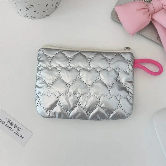 Waterproof Silver Love Bow Pattern Cute Coin Purse Small Clutch Coin Wallet Lady Girls Earphone Coin Key Money Storage Bag Pouch Ultimate Bag Store