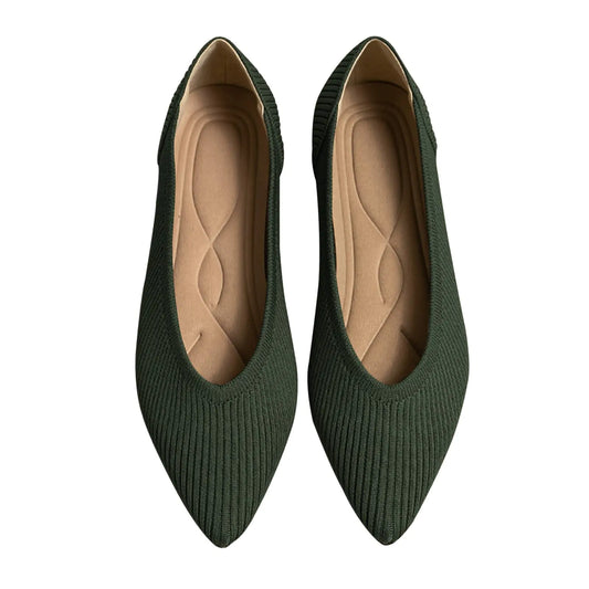 Women's Flats Shoes Pointed Toe Knit Ballet Comfortable Dressy Slip On Flat 8 Green - Vivareflex Online