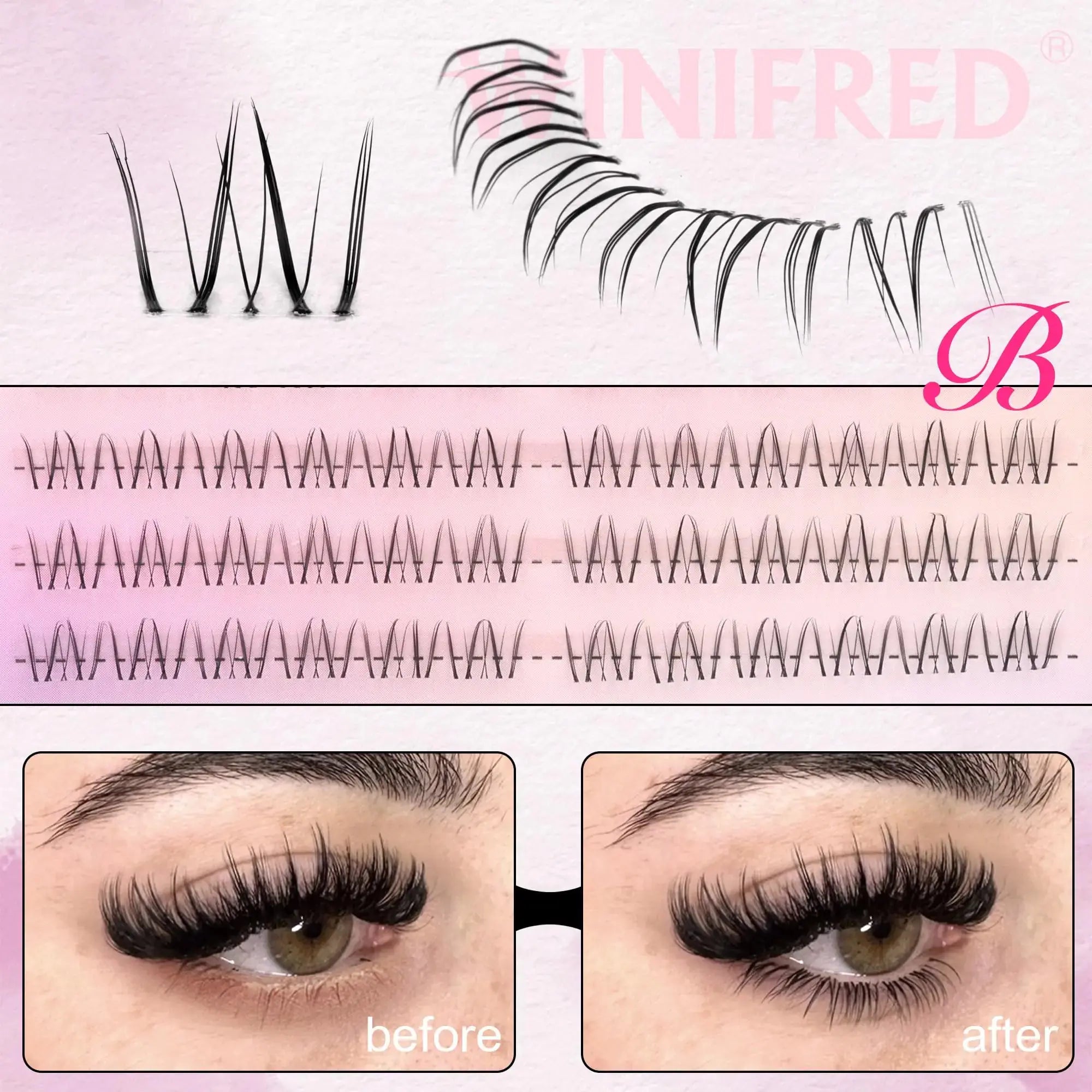 Winifred Bottom Lash Clusters – DIY Manga Wispy Lower Lashes with Clear Band - Vivareflex Online