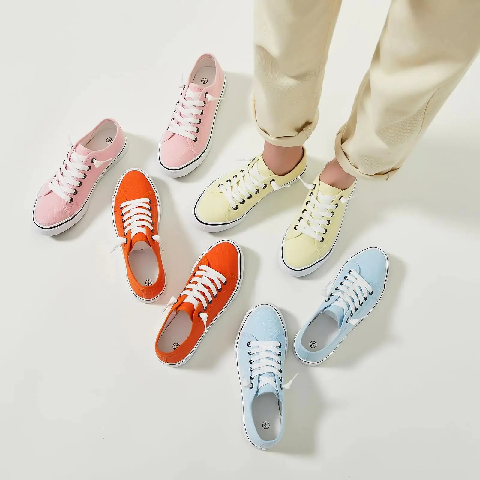 Women Canvas Sneaker Slip On Non Slip Casual Shoes Lace Up Canvas Low Top White Shoes Loafers for Women Fashion Black Sneaker 5.5 Yellow - Vivareflex Online