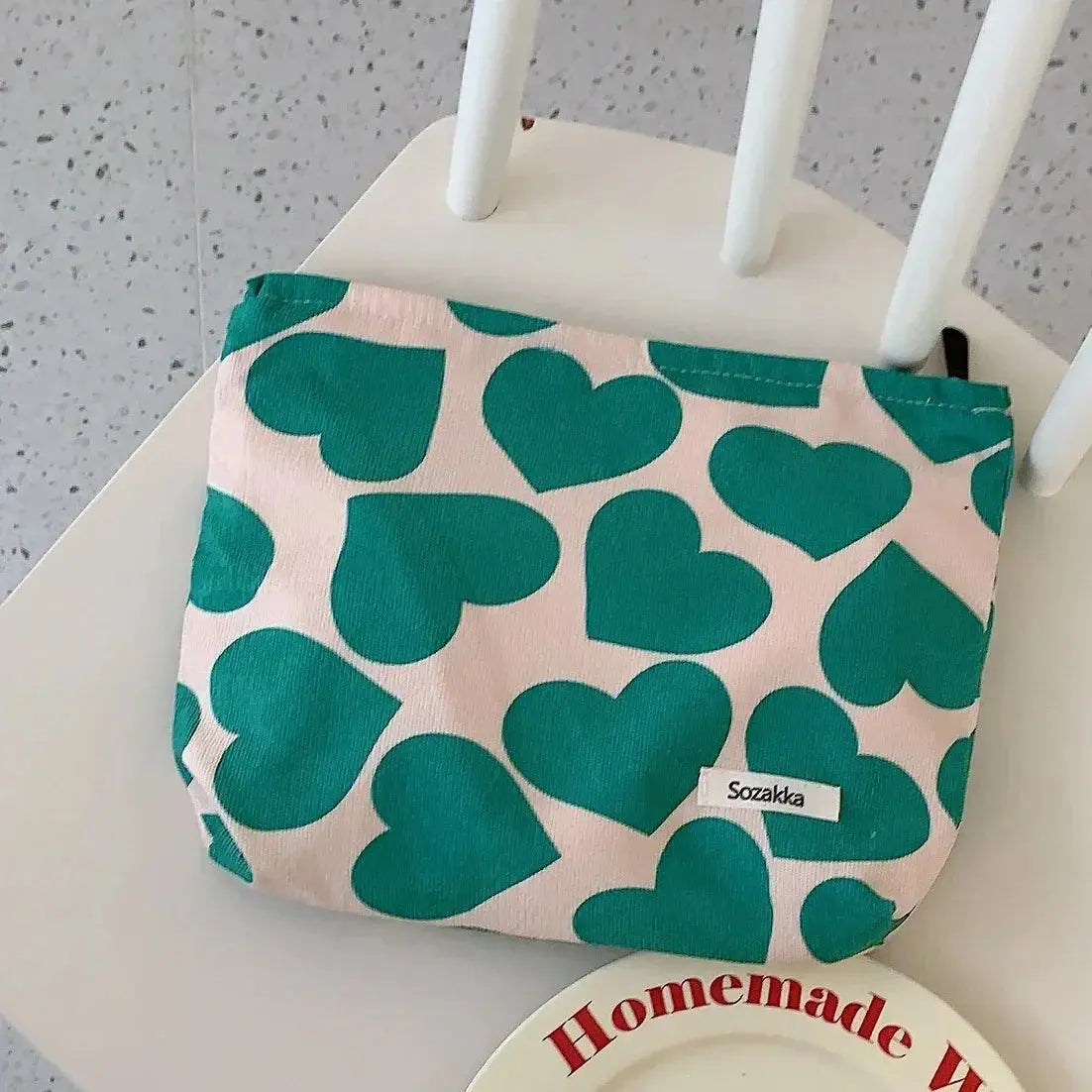 Women Corduroy Large Makeup Bags Organizer Pouch Purse Fashion Red Heart Printed Cosmetic Bags Travel Toiletry Wash Bags Ultimate Bag Store