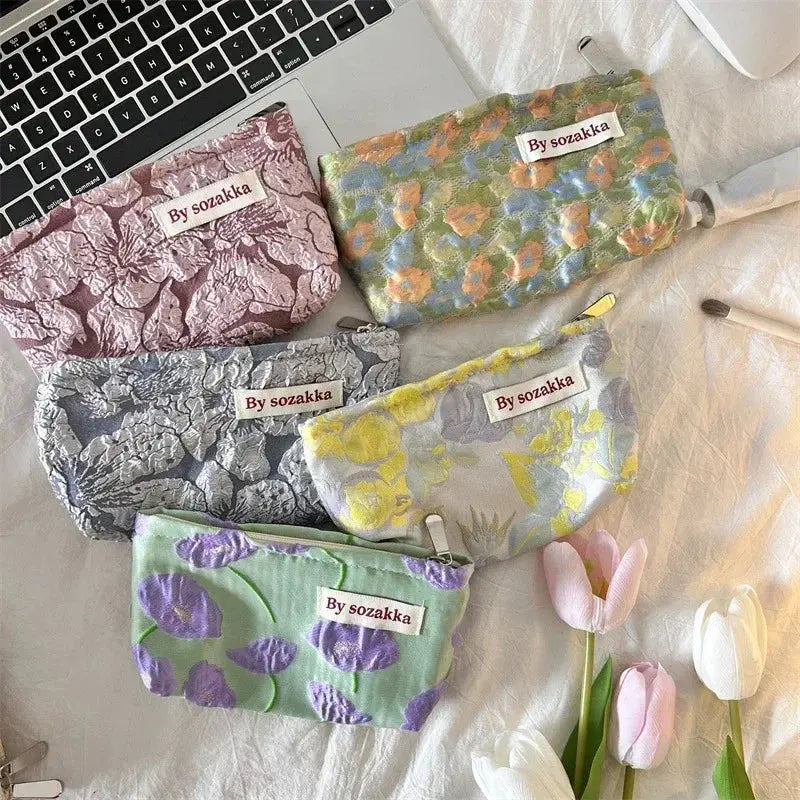 Women Floral Makeup Bags Korean Fashion Women Cosmetic Bag Make Up Organizer Pouch Pencil Case Makeup Brushes Storage Bag Ultimate Bag Store
