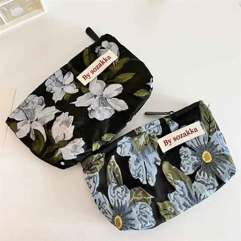 Women Floral Makeup Bags Korean Fashion Women Cosmetic Bag Make Up Organizer Pouch Pencil Case Makeup Brushes Storage Bag Ultimate Bag Store