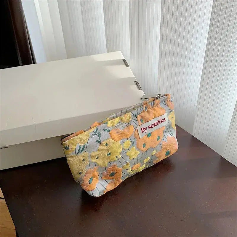 Women Floral Makeup Bags Korean Fashion Women Cosmetic Bag Make Up Organizer Pouch Pencil Case Makeup Brushes Storage Bag Ultimate Bag Store