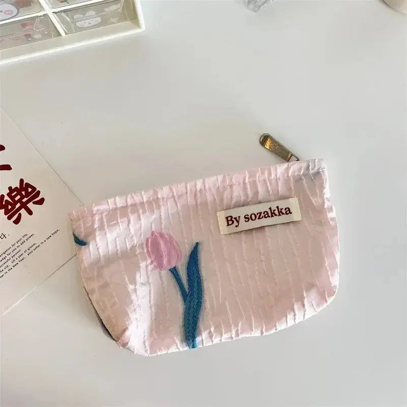 Women Floral Makeup Bags Korean Fashion Women Cosmetic Bag Make Up Organizer Pouch Pencil Case Makeup Brushes Storage Bag Ultimate Bag Store