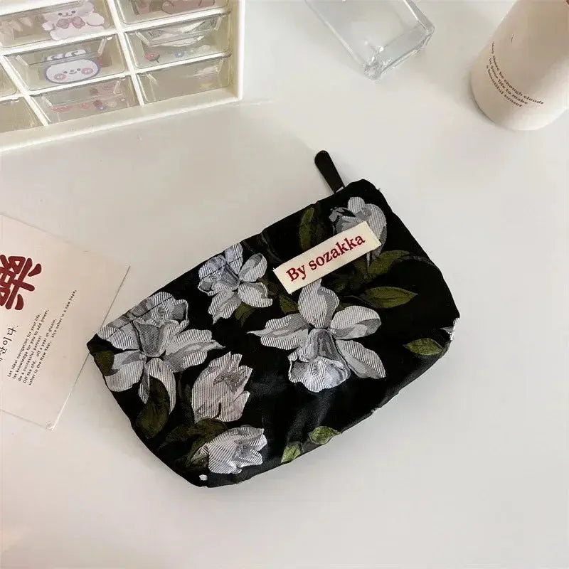 Women Floral Makeup Bags Korean Fashion Women Cosmetic Bag Make Up Organizer Pouch Pencil Case Makeup Brushes Storage Bag Ultimate Bag Store