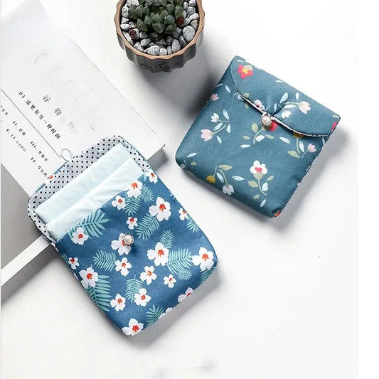 Women Girl Small Cosmetic Bag Cute Flower Print Makeup Bags Travel Organizer Zipper Bag Lipstick Sanitary Napkin Pad Storage Bag Ultimate Bag Store