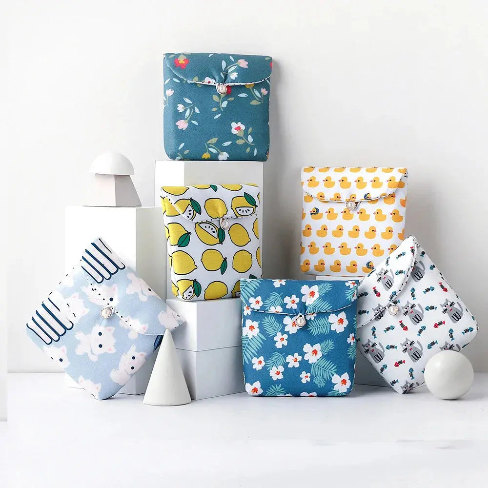 Women Girl Small Cosmetic Bag Cute Flower Print Makeup Bags Travel Organizer Zipper Bag Lipstick Sanitary Napkin Pad Storage Bag Ultimate Bag Store