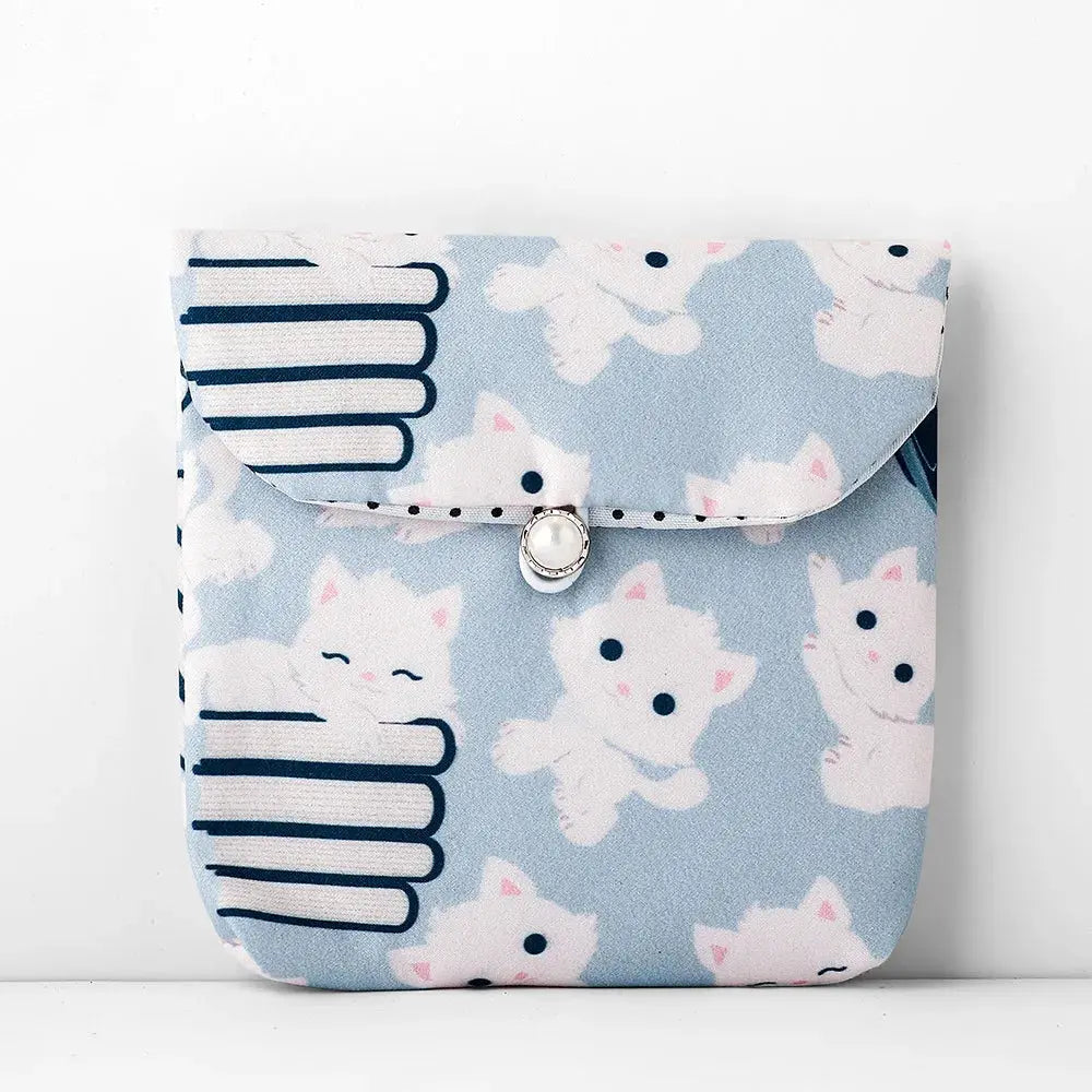 Women Girl Small Cosmetic Bag Cute Flower Print Makeup Bags Travel Organizer Zipper Bag Lipstick Sanitary Napkin Pad Storage Bag Ultimate Bag Store