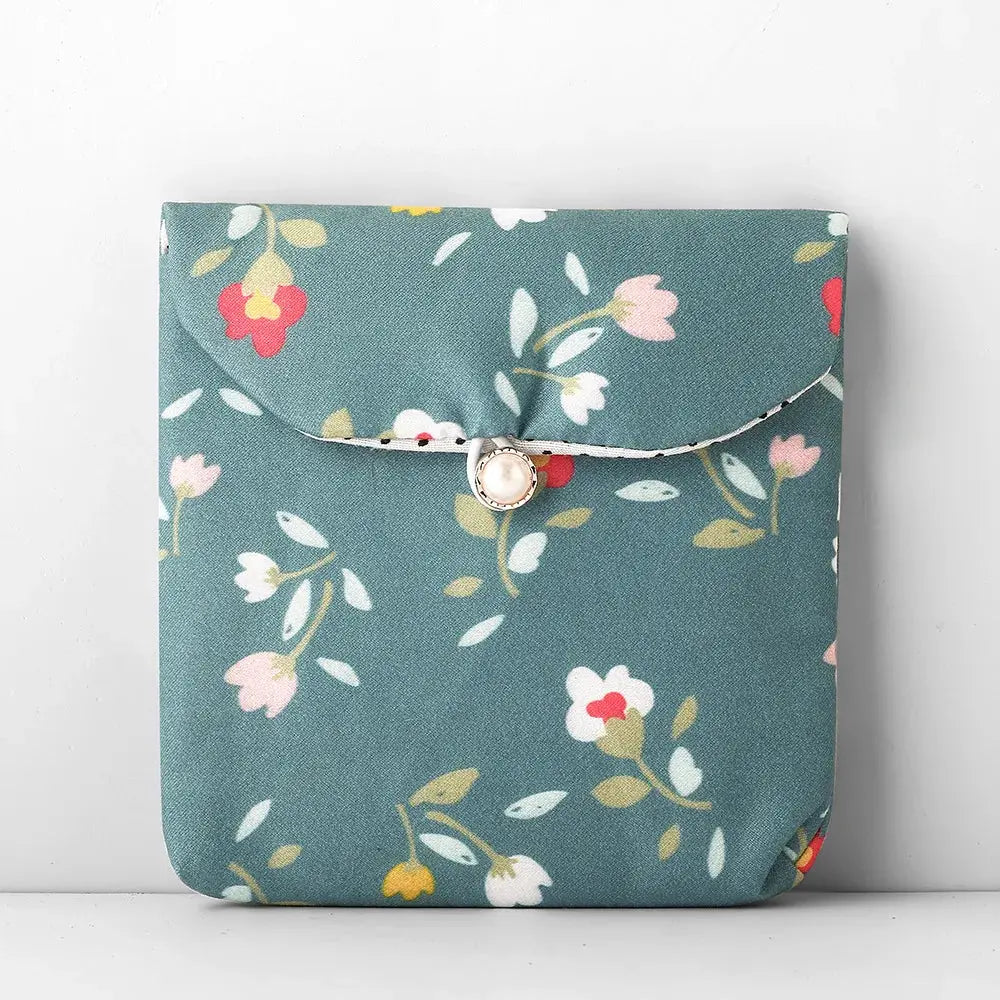 Women Girl Small Cosmetic Bag Cute Flower Print Makeup Bags Travel Organizer Zipper Bag Lipstick Sanitary Napkin Pad Storage Bag Ultimate Bag Store