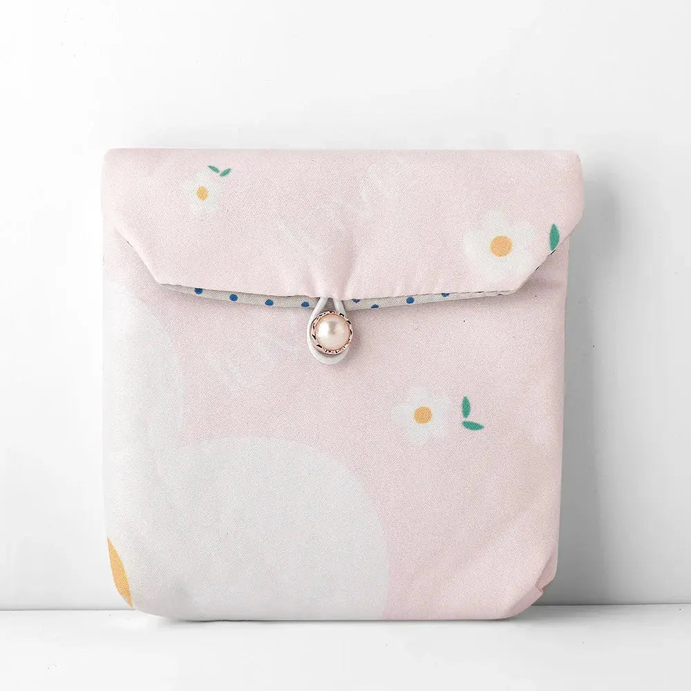 Women Girl Small Cosmetic Bag Cute Flower Print Makeup Bags Travel Organizer Zipper Bag Lipstick Sanitary Napkin Pad Storage Bag Ultimate Bag Store