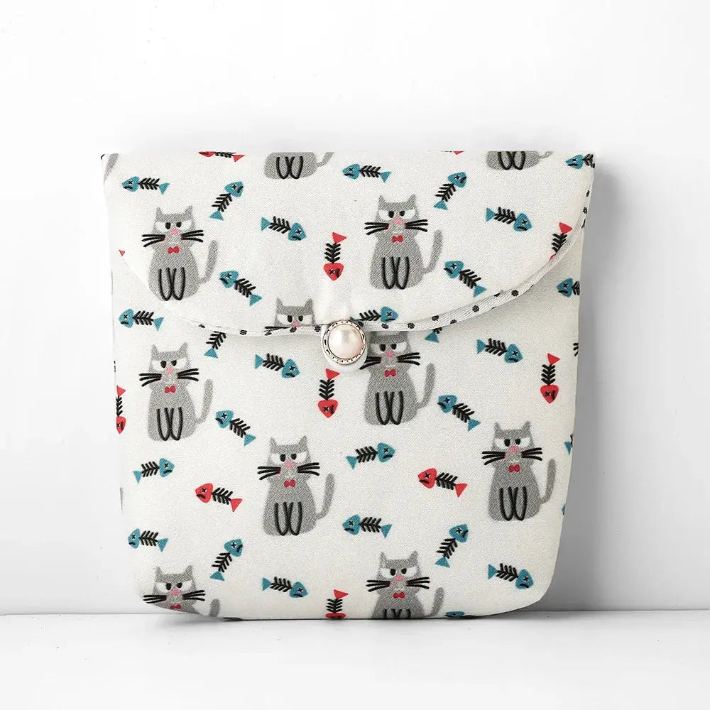 Women Girl Small Cosmetic Bag Cute Flower Print Makeup Bags Travel Organizer Zipper Bag Lipstick Sanitary Napkin Pad Storage Bag Ultimate Bag Store