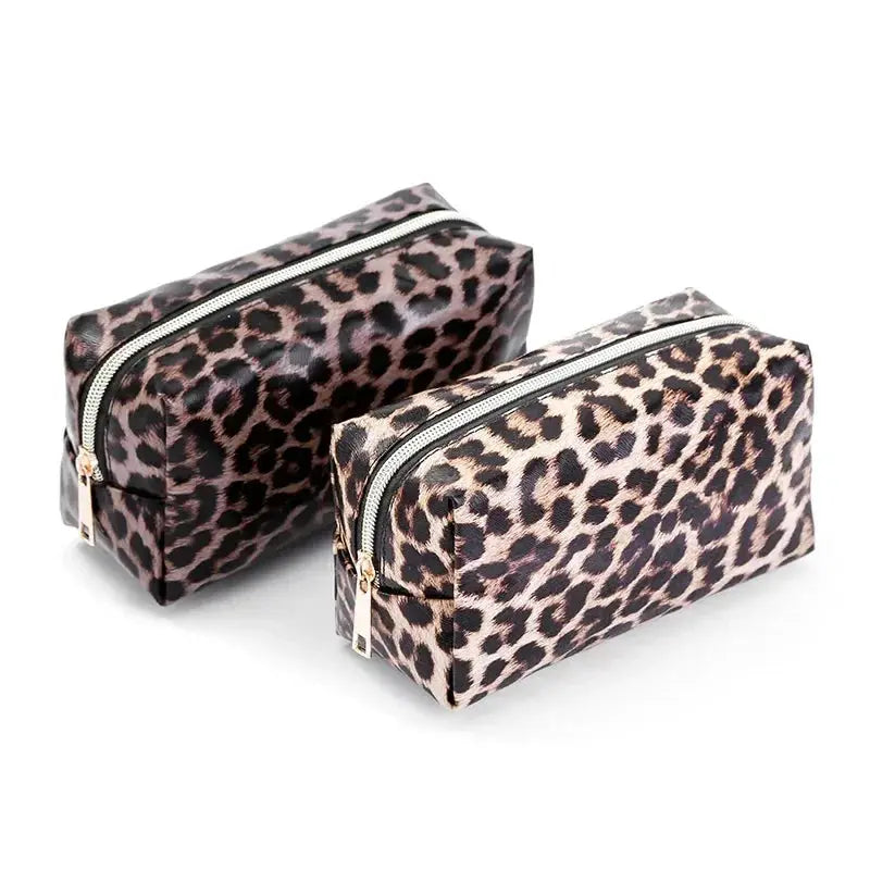 Women Leopard Print Cosmetic Bag Fashion Leather Makeup Bag Travel Cosmetic Organizer Bag Toiletry Make Up Tool Case Ultimate Bag Store