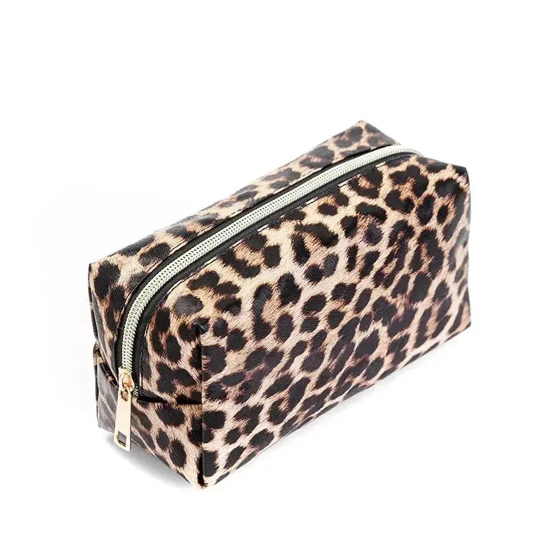 Women Leopard Print Cosmetic Bag Fashion Leather Makeup Bag Travel Cosmetic Organizer Bag Toiletry Make Up Tool Case Ultimate Bag Store