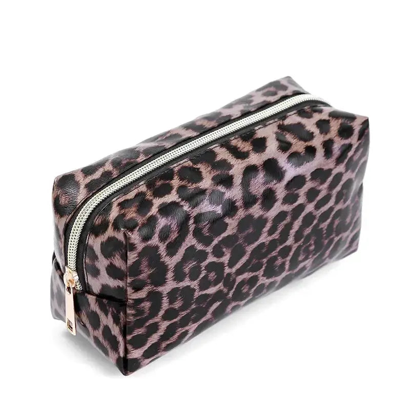 Women Leopard Print Cosmetic Bag Fashion Leather Makeup Bag Travel Cosmetic Organizer Bag Toiletry Make Up Tool Case Ultimate Bag Store