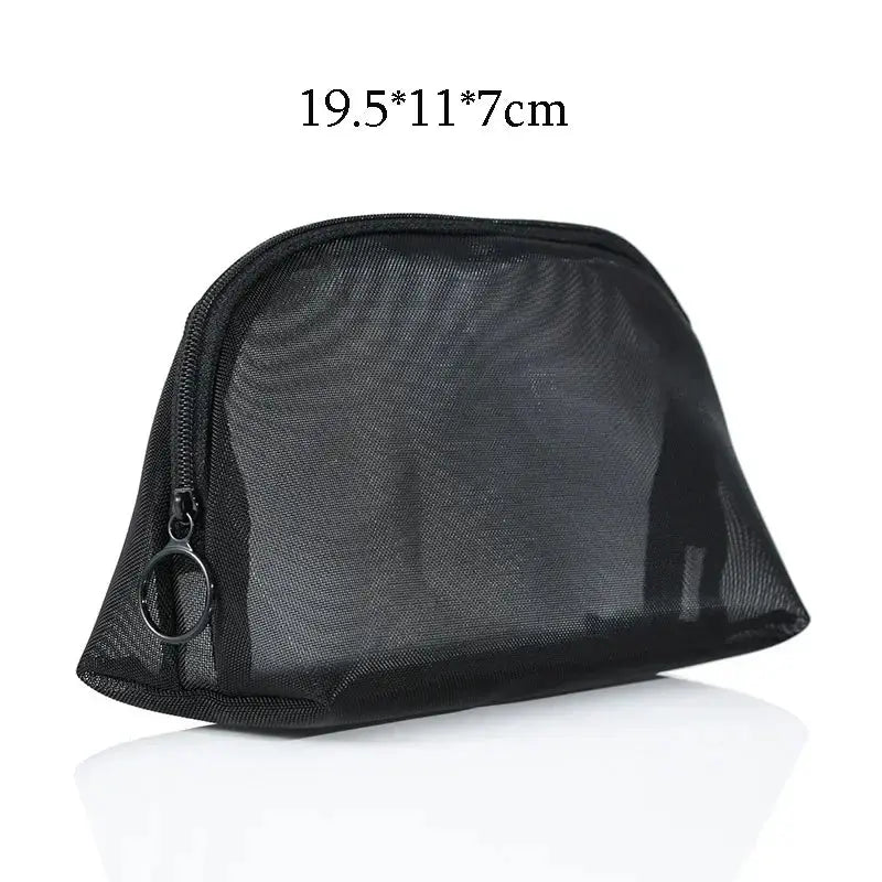 Women Necessary Portable Cosmetic Bag Fashion Black Mesh Transparent Travel Organizer Large Capacity Toiletry Bags Makeup Pouch Ultimate Bag Store